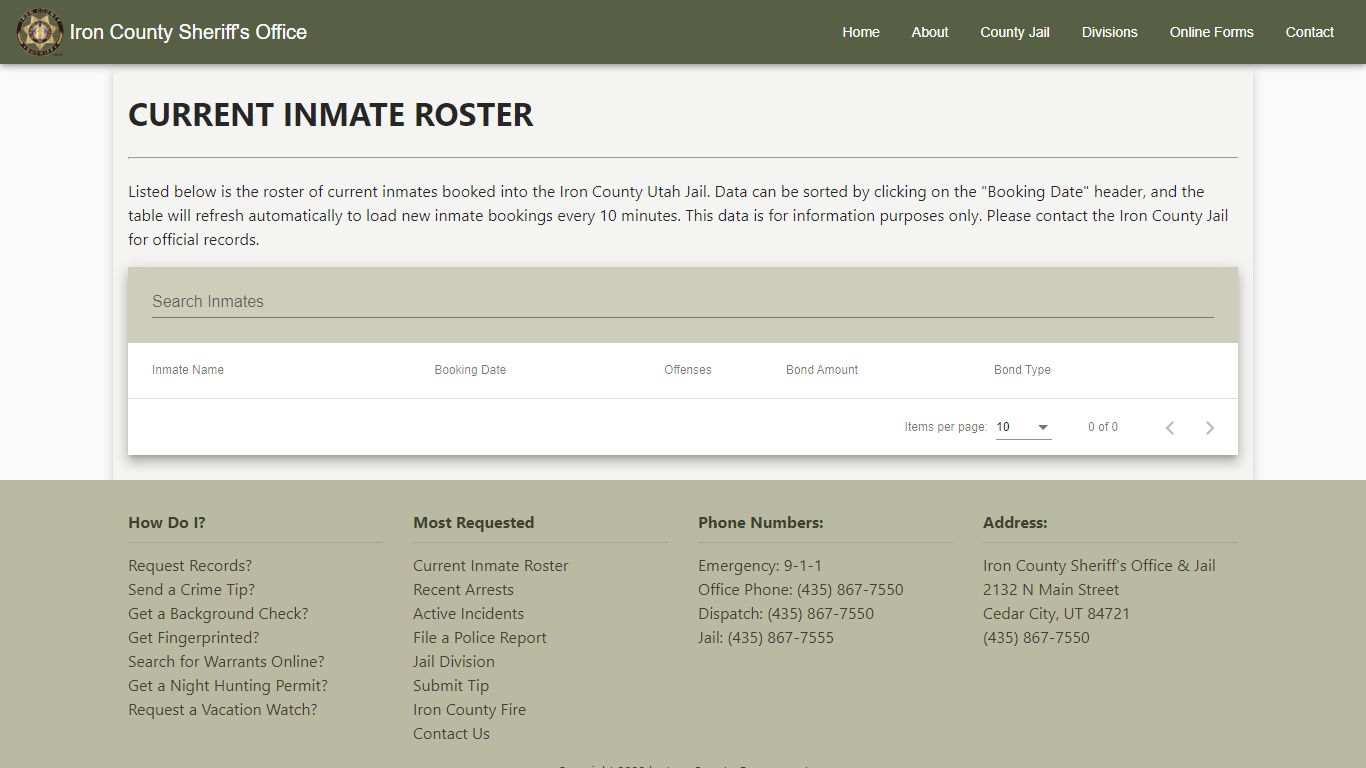 Inmate Bookings - Iron County Sheriff's Office